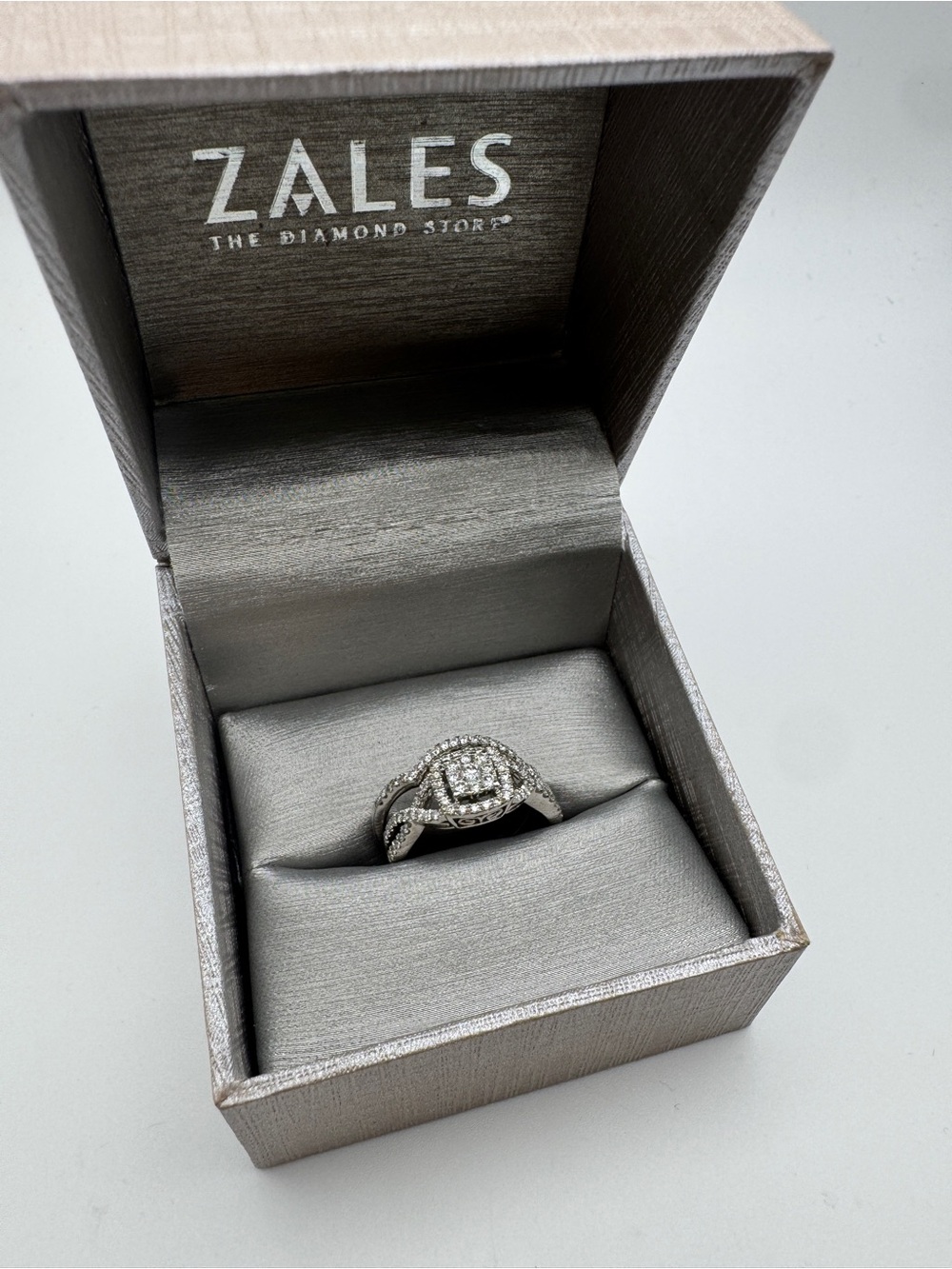 Zales 10K WG Diamond Halo Ring and Band set